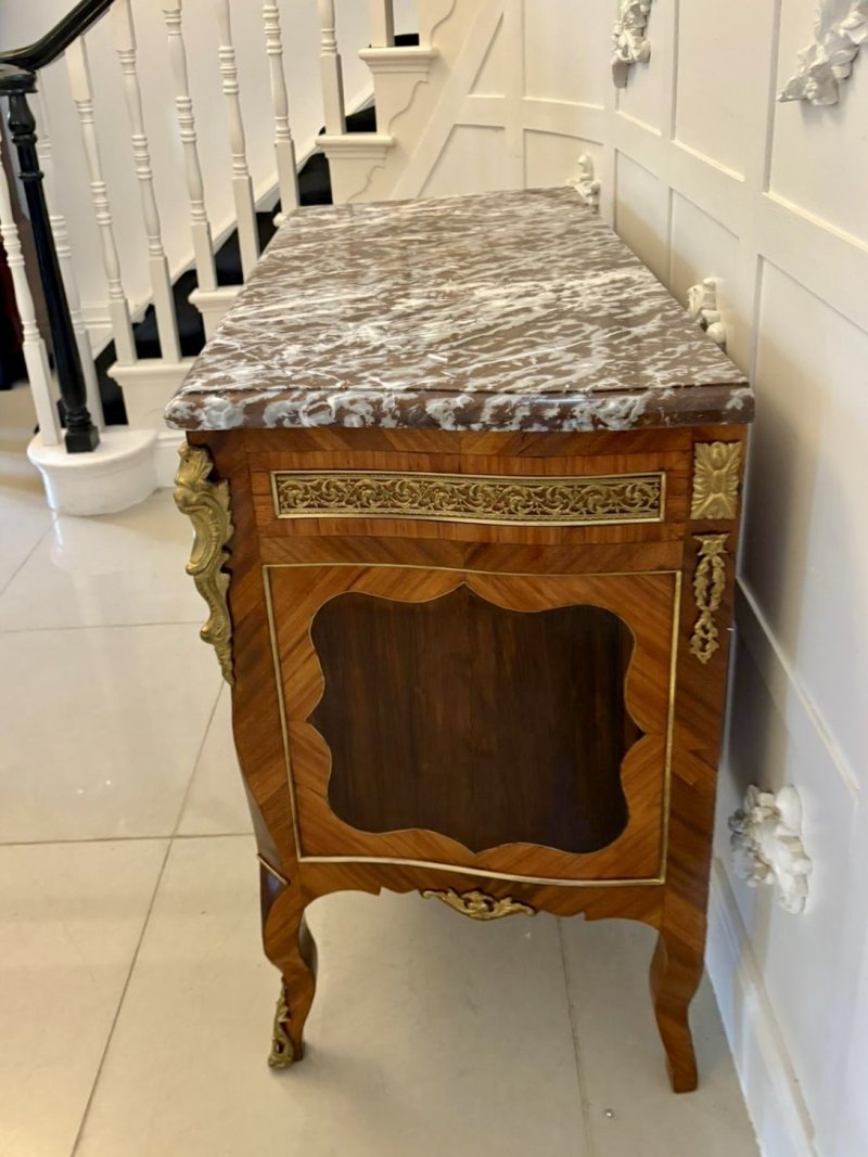 Outstanding Quality Antique Victorian French Marble Top Commode Chest of Drawers - Image 7